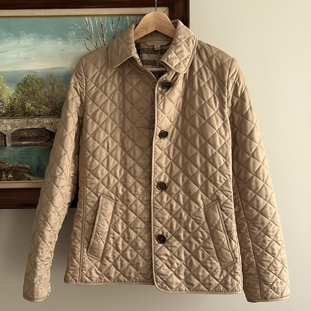 Burberry Tan Quilted Jacket Size M in Women's. (Just Had Dry Cleaned)